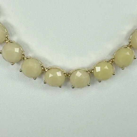Banana Republic Beaded Statement Necklace Pale Honey Faceted Prong Set Gold Tone - Picture 3 of 8